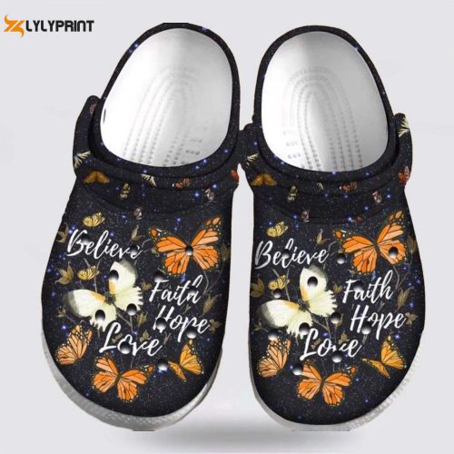 Faith Hope Love Shoes: ButterflyCrocs Clog Shoes for Wonderful Christmas – Jesus God Christian
