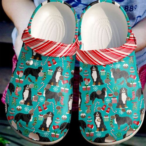Stylish Bernese Mountain Christmas Pattern Crocs – Unisex Crocband Clog Shoes