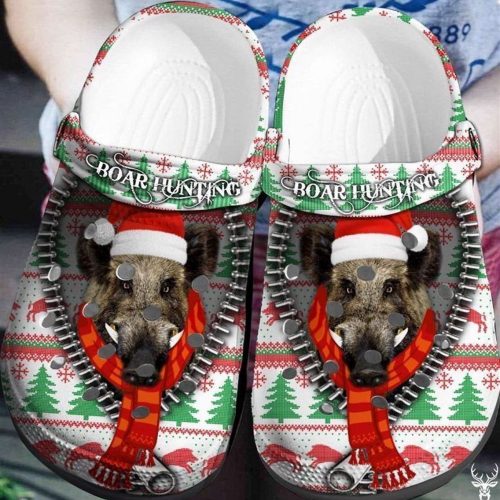 Unleash the Spirit of Boar Hunting with Christmas RubberCrocs Clog Shoes