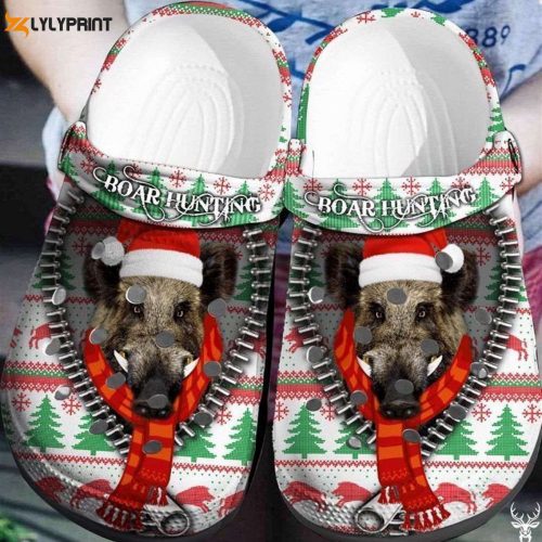 Unleash the Spirit of Boar Hunting with Christmas RubberCrocs Clog Shoes
