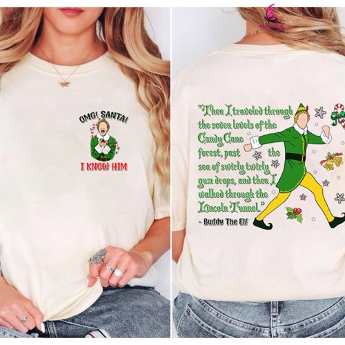 Get Festive with Buddy The Elf Christmas Shirt – OMG Santa I Know Him! Vintage T-Shirt for Merry Christmas 2024