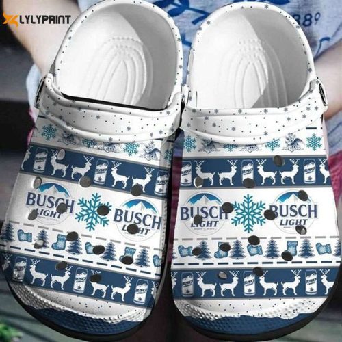 Get Festive with Busch Light Beer Crocband ClogCrocs – Christmas Pattern Shoes