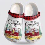 Camping Red Gingham Shoes: Get Inspired with Lets Go Camping Crocs – Funny Christmas Clog Shoes