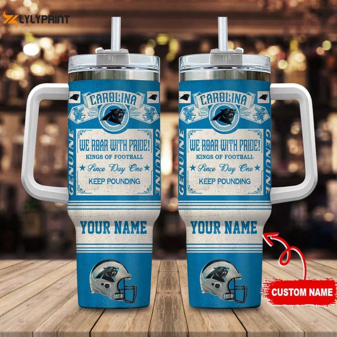 Carolina Panthers Nfl Vintage King Of Football Custom Name 40Oz Stanley Tumbler – Ideal Gift For Fans!