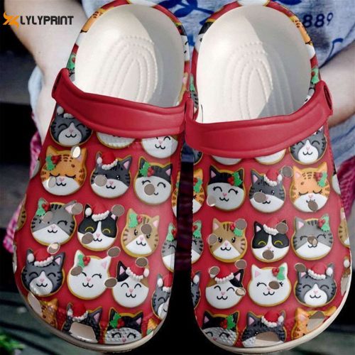 Cute Christmas Cat Crocs: Classic Clogs Shoes for Festive Feline Fashion