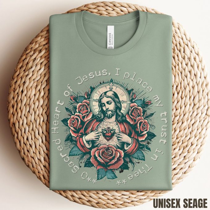 Unisex Sacred Heart Of Jesus Tshirt – Catholic Christian Clothing &Amp; Devotional Gifts