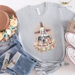 Catholic Unique Gifts: Santa Rosa De Lima T-shirt Vintage Floral & Jesus T-shirt – Devotional Saints Gifts & Faith Church