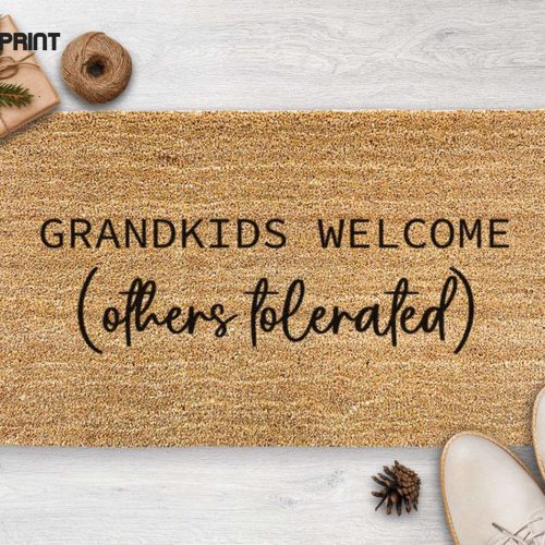 Chilasport Grandkids Welcome Mat - Personalized Christmas Gift Custom Coir Doormat