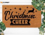 Christmas Cheer Funny Doormat: Personalized Last Name Rug for New Homeowners Perfect Present for Him & Her – Custom Birthday Gift Christmas Cheer Funny Doormat: Personalized Last Name Rug for New Homeowners Perfect Present for Him & Her – Custom Birthday Gift