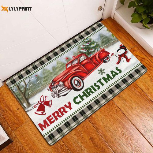 Christmas Decorative Doormat Xmas Welcome Mat for Indoor Outdoor Festive Holiday Door Mat