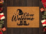 Elves Welcome Coir Door Mat: Festive Christmas Doormat for Front Doors Outdoor Fun – Get Yours Now!