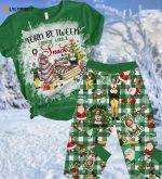 Elf Pajamas Set: Snack-Like & Sarcastic Sassy T-Shirt Pants for Women – Perfect Xmas Movie Gift