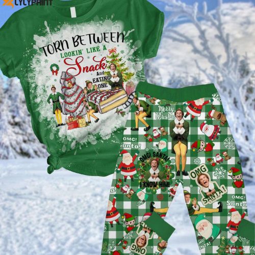 Elf Pajamas Set: Snack-Like & Sarcastic Sassy T-Shirt Pants for Women – Perfect Xmas Movie Gift