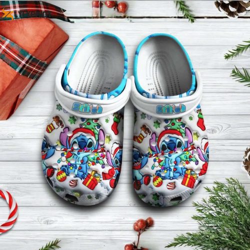 Christmas Gift Stitch White Clogs for Kids & Adults – Festive Footwear for the Holidays