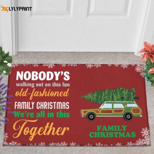 Festive Christmas Green Truck Doormat: Funny Housewarming Gift Idea for Holiday Home Decor