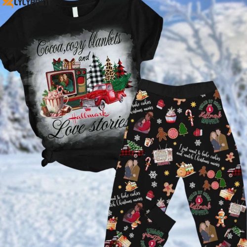 Cozy Christmas Hallmark Love Stories Pajamas – Movies Tshirt Pants Set Hot Cocoa Blanket Pj & More!