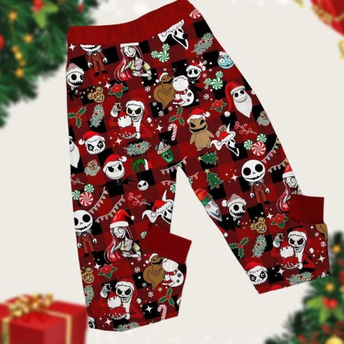 Christmas Jack Skellington Pajamas – Nightmare Before Christmas Santa Hat PJ Set Pants – Walt Disney X