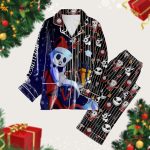 Christmas Jack Skellington Pajamas Set: Nightmare Before Christmas Movie Skeleton Santa Hat Pj Set for Women – Disney Movie Holiday Pajamas