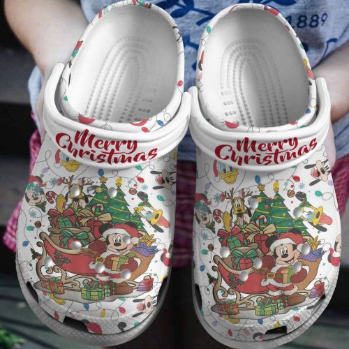 Merry Christmas White Clogs – Christmas Mickey And Friends for Kids & Adults