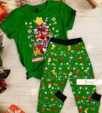 Cheerful Mickey Christmas Pajama Set: Festive T-Shirt & Pants