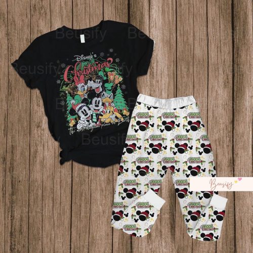 Mickey Christmas Pajamas Set: Festive Mickey Mouse Pants & Shirt