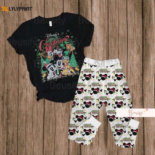 Mickey Christmas Pajamas Set: Festive Mickey Mouse Pants & Shirt