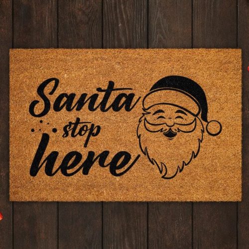Santa Stop Here Christmas Door Mat – Funny & Festive Coir Mats