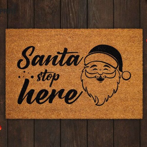 Santa Stop Here Christmas Door Mat - Funny & Festive Coir Mats