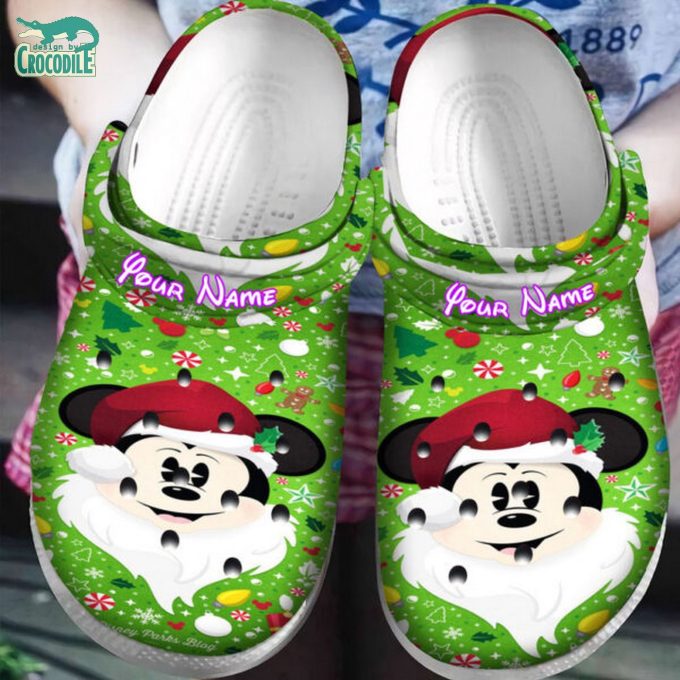 Get Festive With Christmas Santa Mickey Mouse Green Clogs – Perfect For Kids &Amp; Adults!