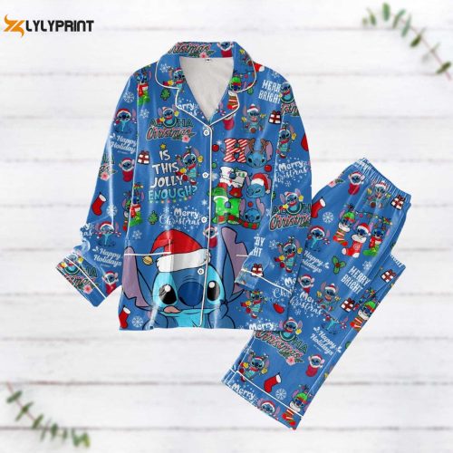 Christmas Stitch Ohana Pajamas Set – Ho Ho Ho Matching PJs Lilo Stitch Disney Cartoon Movie