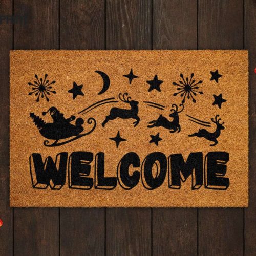 Festive Christmas Welcome Doormat - Coir Front Door Mat for a Funny and Welcoming Entrance
