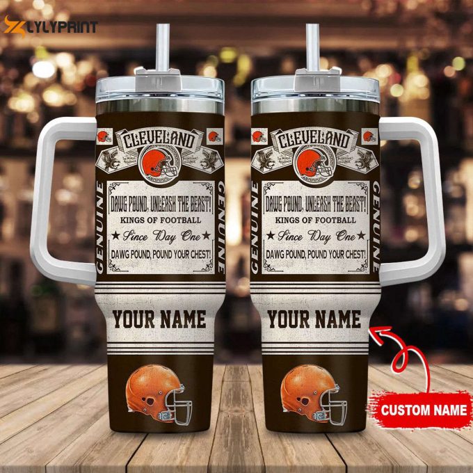 Cleveland Browns Vintage King Of Football Custom Name Tumbler – Perfect Gift For Fans!