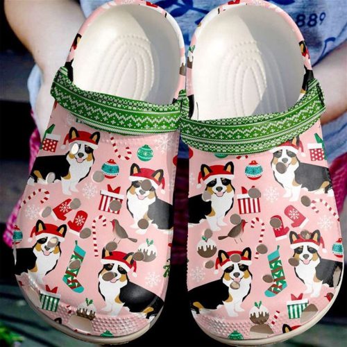 Corgi Merry Corgimas Christmas Crocband ClogCrocs-Shoes: Festive Patterned Footwear for Men & Women