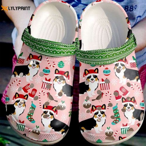 Corgi Merry Corgimas Christmas Crocband ClogCrocs-Shoes: Festive Patterned Footwear for Men & Women
