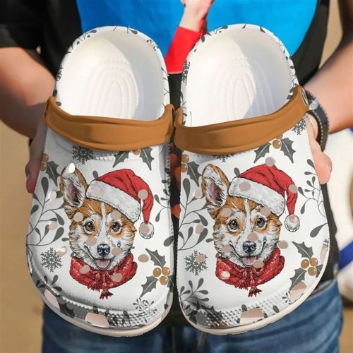 Corgi Xmas Pattern Crocs: Festive Crocband Clog Shoes for Men & Women