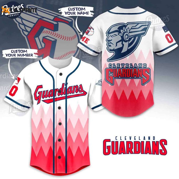 Show Your Support With A Custom Cleveland Guardian Baseball Jersey Featuring The Mlb Logo – Gift For Men Women