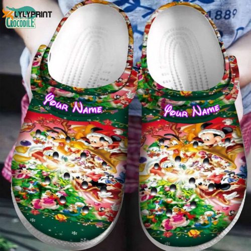 Personalized Christmas Mickey And Friends Green Clogs for Kids & Adults – Brillian Amazing Quality