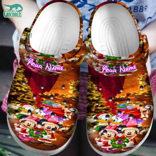 Custom Name Brillian Christmas Mickey And Friends Clogs – Perfect for Kids & Adults!