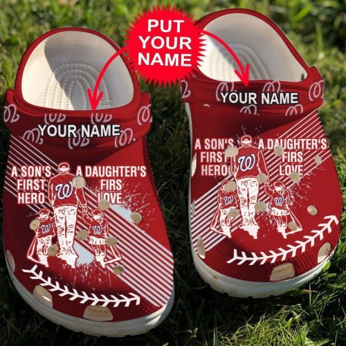 Personalized Dad & Son Daughter MLB Washington Nationals Rubber Crocs – Custom Name Shoes