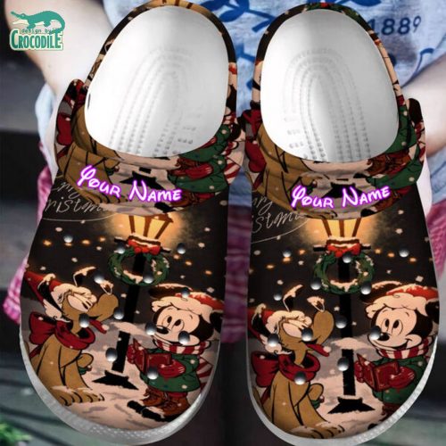 Personalized Eve Christmas Clogs for Kids & Adults – Little Mickey and Pluto Design