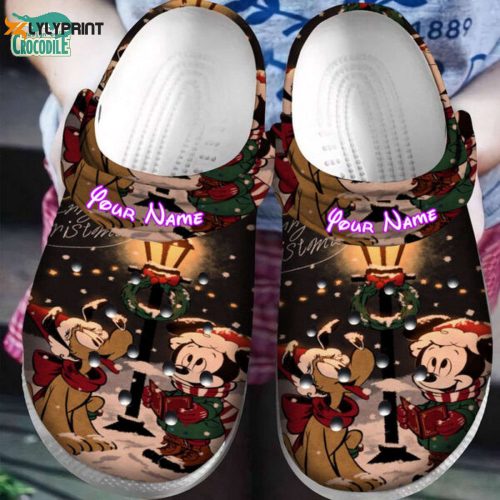 Personalized Eve Christmas Clogs for Kids & Adults – Little Mickey and Pluto Design