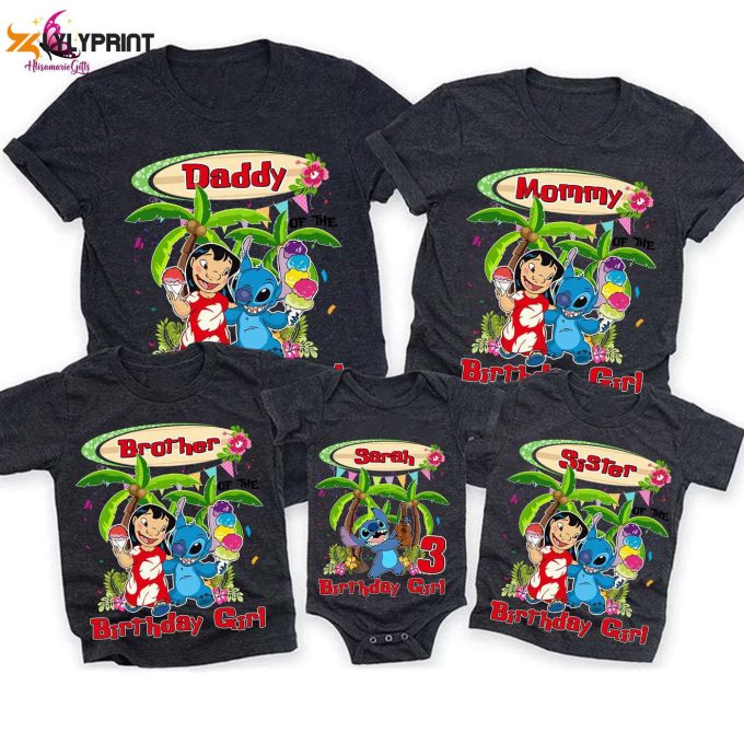 Custom Stitch Birthday Shirt Family Matching T Shirt Movie Fan Gift For Girl