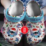 Personalized Happy Stitch Christmas Hat: White & Blue Clogs for Kids & Adults