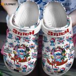 Merry Alone Christmas Stitch White Clogs for Kids & Adults – Customizable Name; Festive & Comfy!