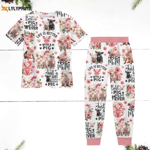 Cute Pigs Pajamas & Shirt: Funny Pig Lover Set Animal Holiday & Farm Life Christmas PJs