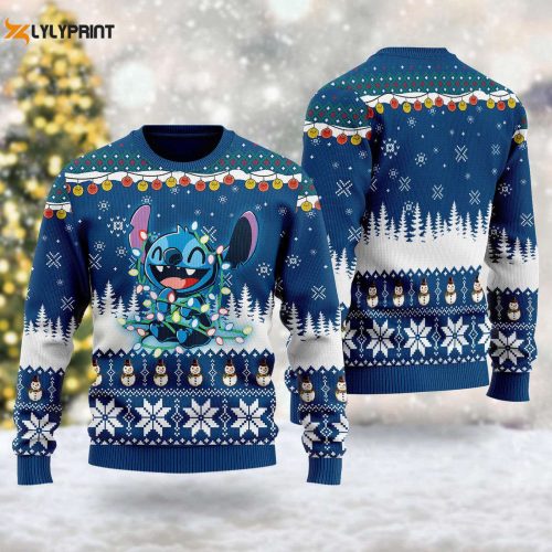 Cute Stitchmas Ugly Christmas Sweater – Ailen Movie Character Xmas Sweatshirt Perfect Christmas Gift for Men Women & Kids