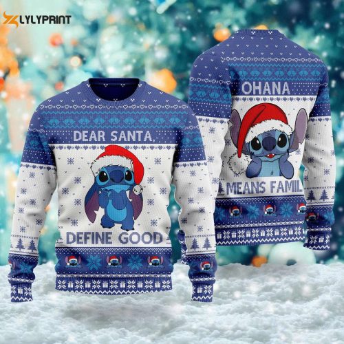 Cute Stitchmas Ugly Christmas Sweater – Dear Santa Define Good Xmas Sweatshirt for Men Women & Kids