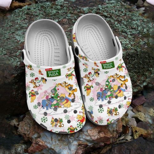 Cute Winnie The Pooh Christmas White Clogs – Safe & Stylish Outdoor Footwear