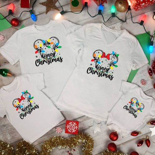 Disney Christmas Sweatshirt: Family Pajamas Santa & Mickey Mouse Shirt Xmas Party Tees Vacation Attire