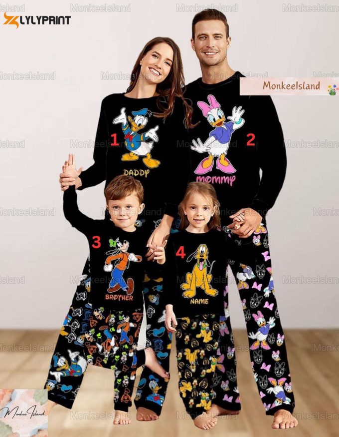 Spook-Tacular Disney Halloween Pajamas Set: Mickey Minnie Goofy Pluto &Amp;Amp; Donald Duck Family Pjs – Customizable Matching Group Set